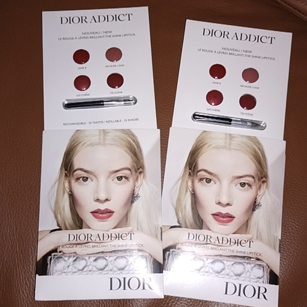2 x Dior shine lipsticks cards